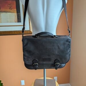 Vintage  Gemline Dark Brown Men's Messenger Bag Leather trims